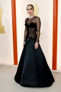 Lady Gaga in black gown at 2023 Oscars